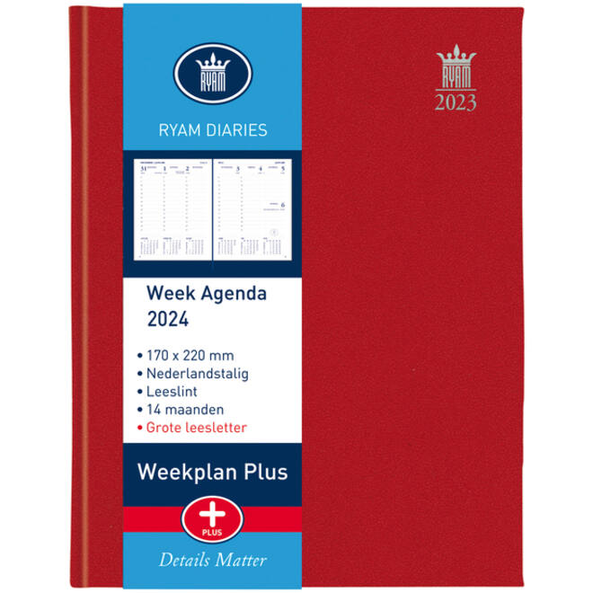 Agenda 2027 Ryam Weekplan Plus Mercury 7dagen/2pagina's rood