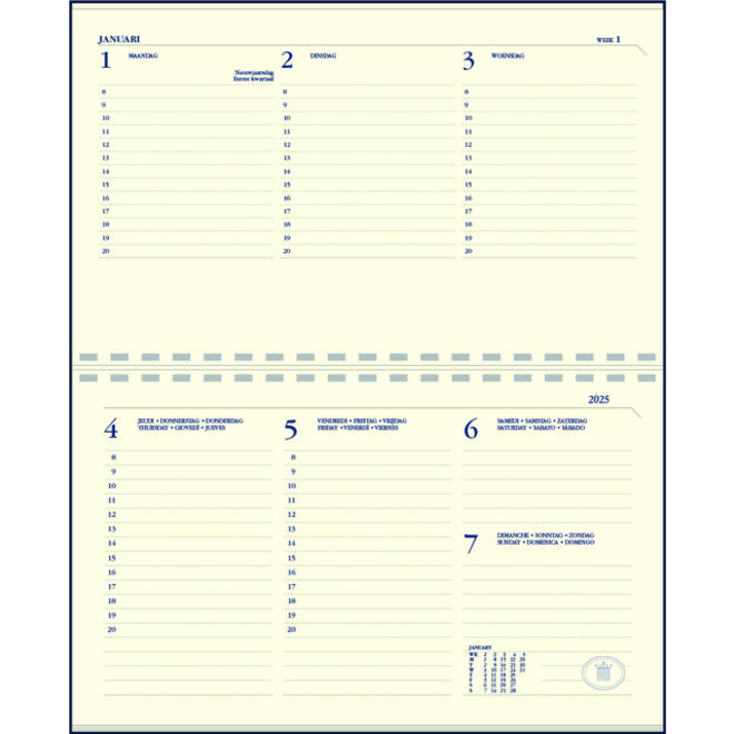 Agenda 2027 Ryam Compact Suprema 7dagen/2pagina's ringplastic zwart