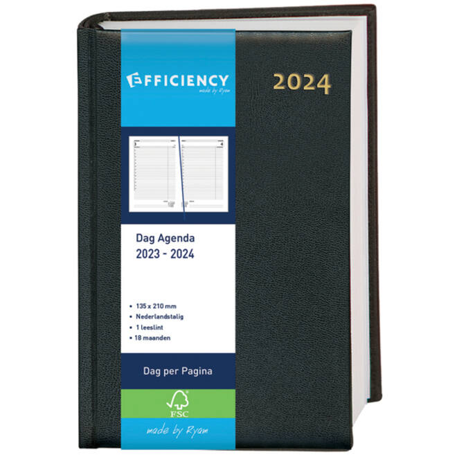 Schoolagenda 2024-2025 18mnd Ryam Efficiency Baladek 1dag /1pagina zwart