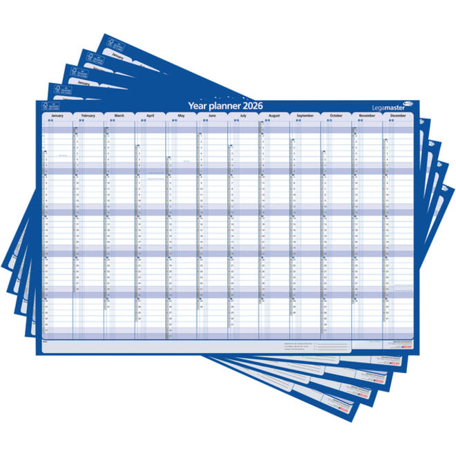 Jaarplanner 2027 Legamaster 1 persoon 90x60cm horizontaal gelamineerd Engelstalig