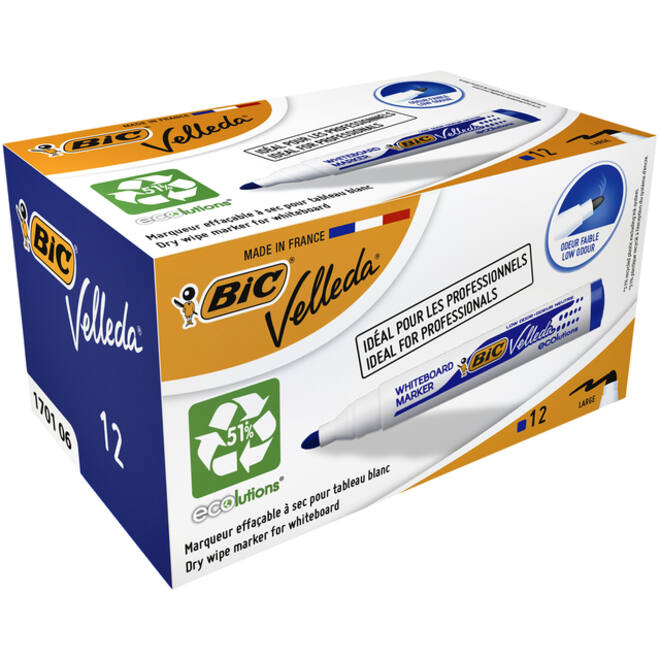 Viltstift Bic Velleda 1701 whiteboard rond large blauw