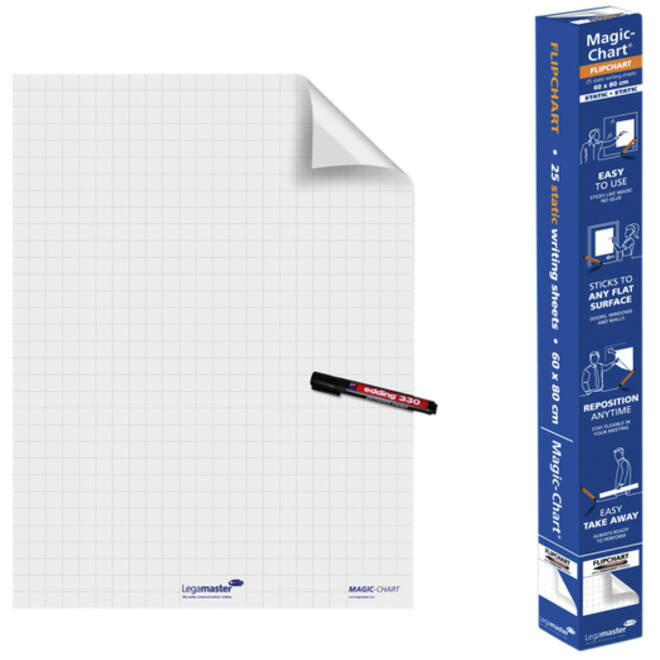 Magic-Chart Legamaster flipchart 60x80cm wit met ruit