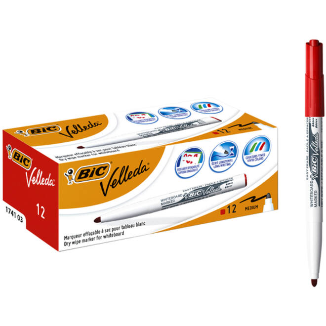 Viltstift Bic Velleda 1741 whiteboard rond medium rood