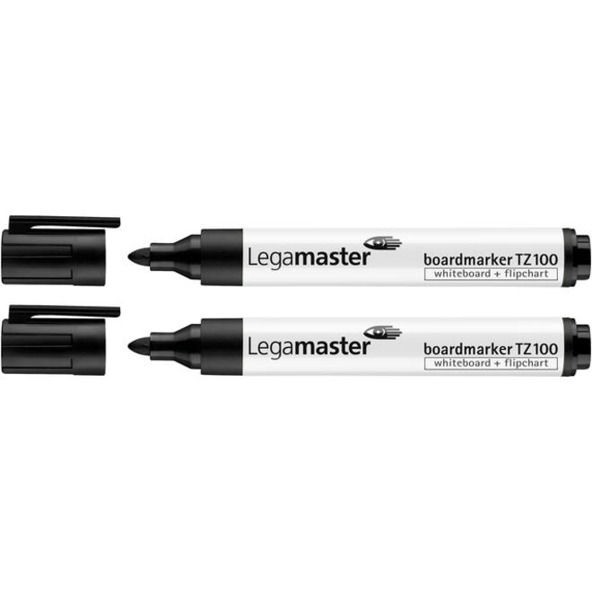 Viltstift Legamaster TZ 100 whiteboard rond 1.5-3mm zwart blister à 2 stuks