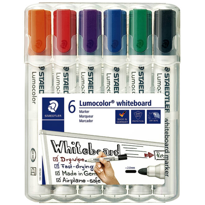 Viltstift Staedtler Lumocolor 351 whiteboard set à 6 stuks assorti