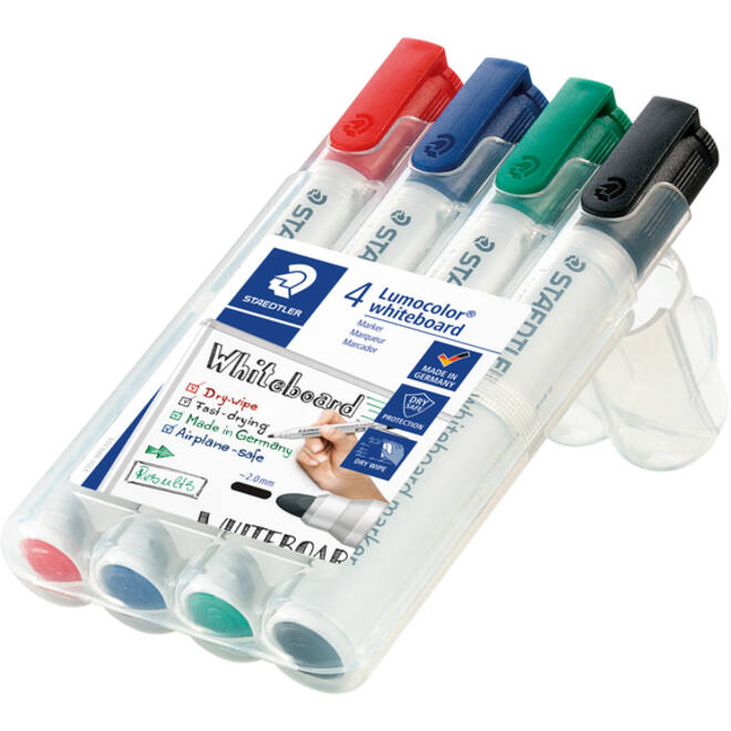 Viltstift Staedtler Lumocolor 351 whiteboard set à 4 stuks assorti