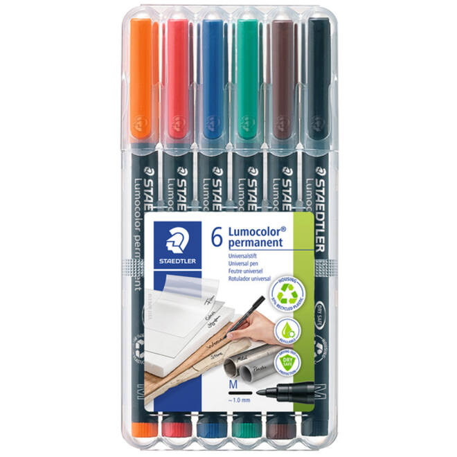 Viltstift Staedtler Lumocolor 317 permanent M set à 6 stuks