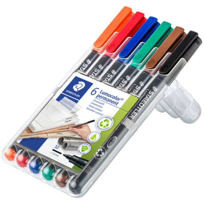 Viltstift Staedtler Lumocolor 317 permanent M set à 6 stuks