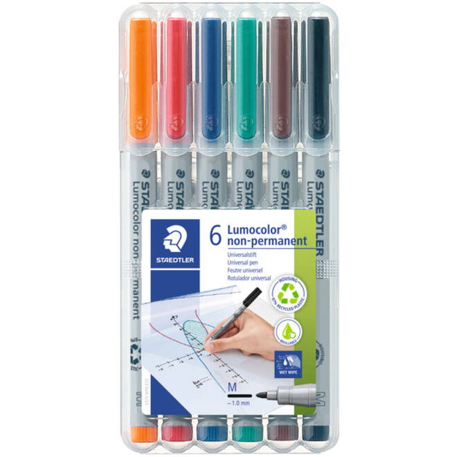 Viltstift Staedtler Lumocolor 315 non permanent M set à 6 stuks assorti