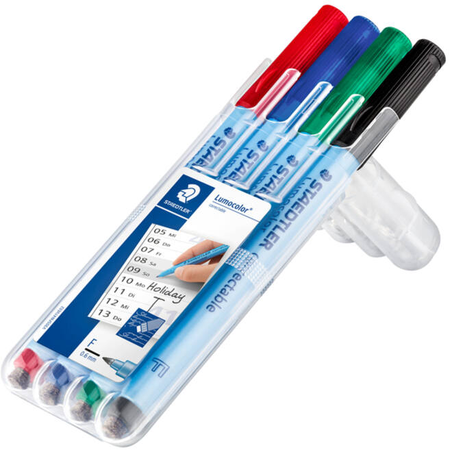 Viltstift Staedtler Lumocolor 305 non permanent correctable F set à 4 stuks