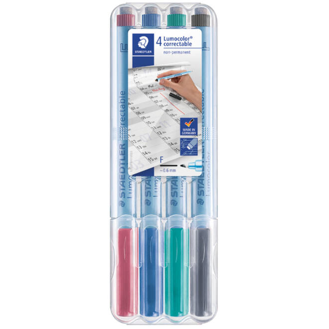 Viltstift Staedtler Lumocolor 305 non permanent correctable F set à 4 stuks