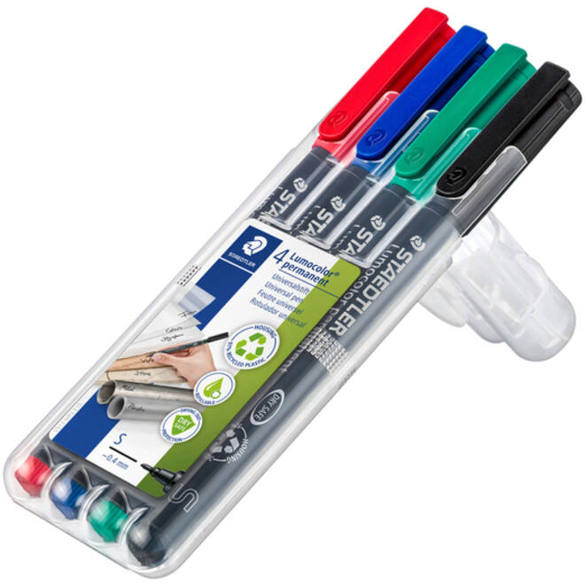 Viltstift Staedtler Lumocolor 313 permanent S set à 4 stuks assorti