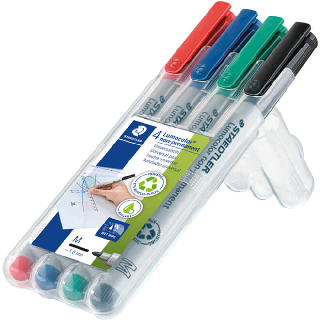 Viltstift Staedtler Lumocolor 315 non permanent M set à 4 stuks assorti