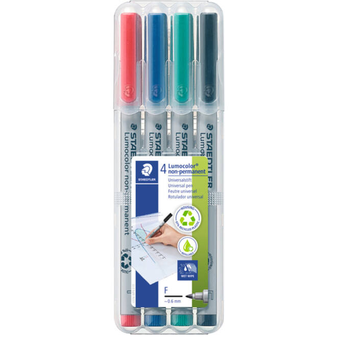 Viltstift Staedtler Lumocolor 316 non permanent F set à 4 stuks assorti