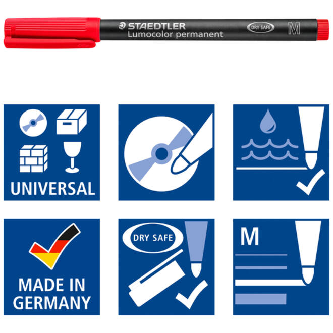 Viltstift Staedtler Lumocolor 317 permanent M set à 3 +1 stuk gratis