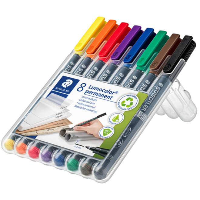 Viltstift Staedtler Lumocolor 318 permanent F set à 8 stuks assorti