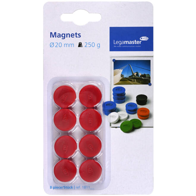 Magneet Legamaster 20mm 250gr rood 8stuks