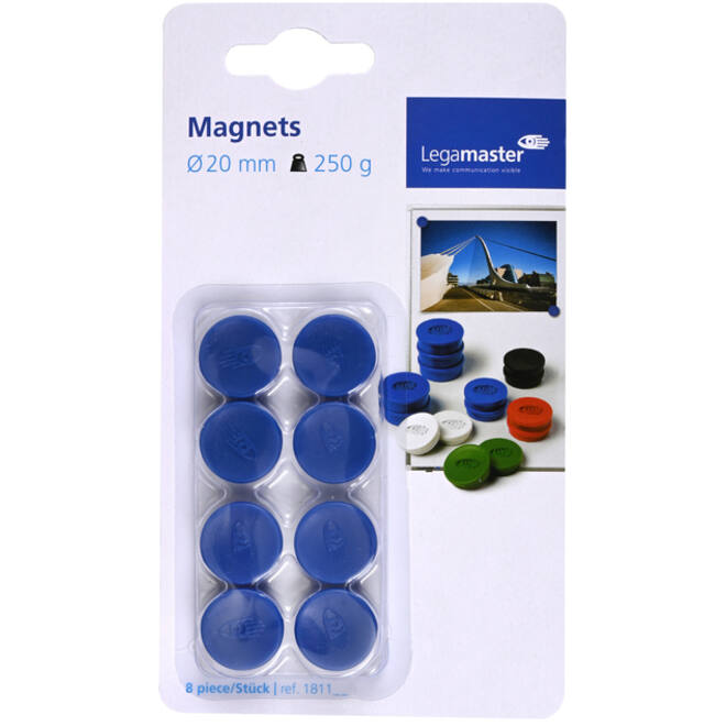 Magneet Legamaster 20mm 250gr blauw 8stuks