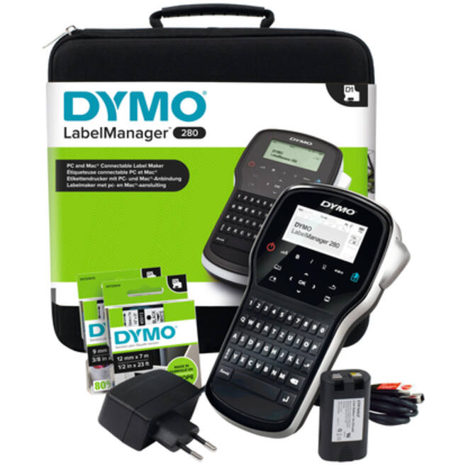 Labelprinter Dymo LabelManager 280 draagbaar qwerty 12mm zwart in koffer