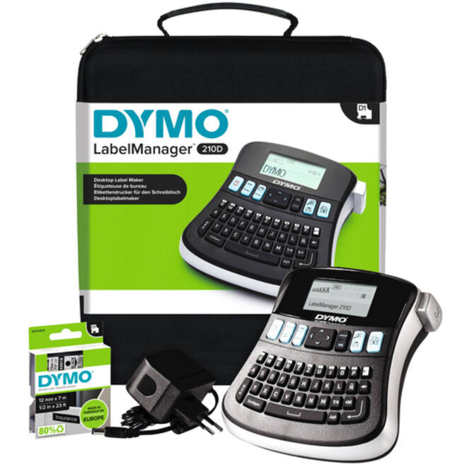 Labelprinter Dymo LabelManager 210D+ draagbaar qwerty 12mm zwart in koffer