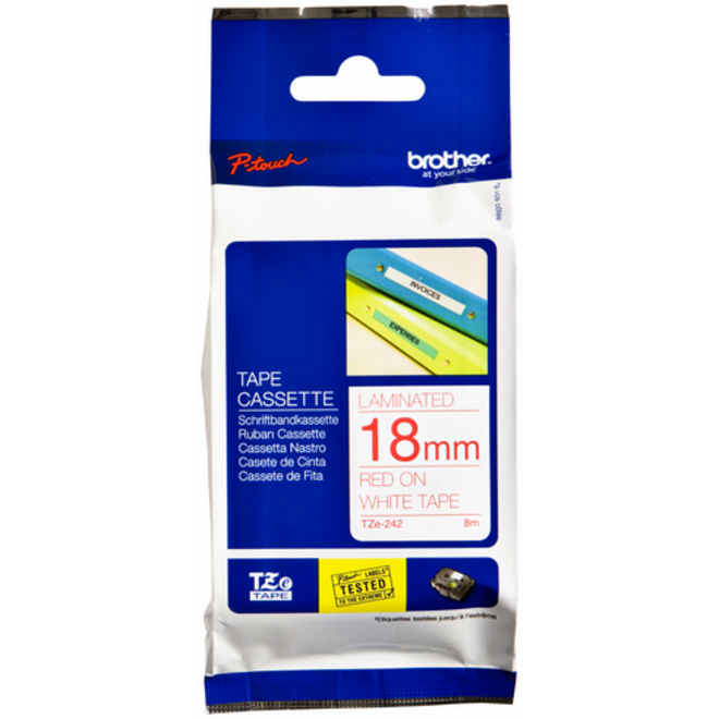 Labeltape Brother P-touch TZE-242 18mm rood op wit