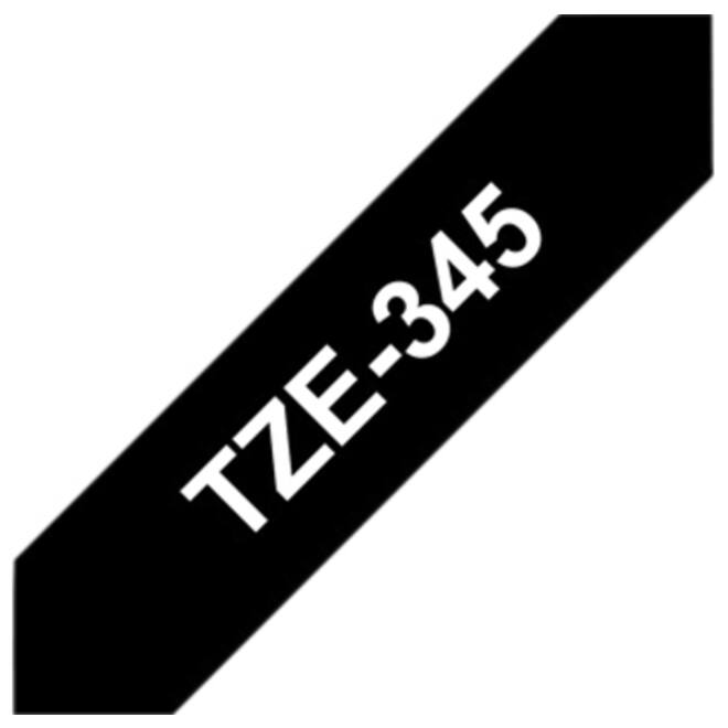 Labeltape Brother P-touch TZE-345 18mm wit op zwart