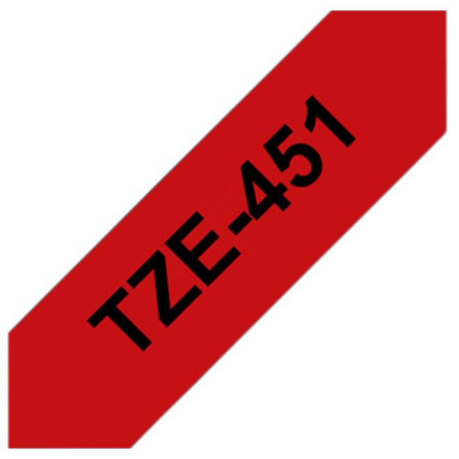 Labeltape Brother P-touch TZE-451 24mm zwart op rood