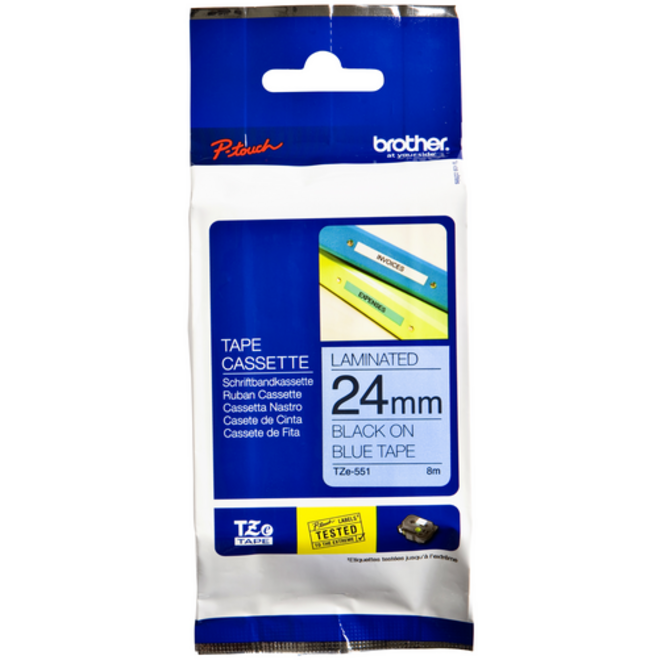 Labeltape Brother P-touch TZE-551 24mm zwart op blauw