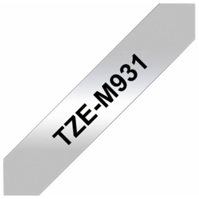 Labeltape Brother P-touch TZE-M931 12mm zwart op metalic