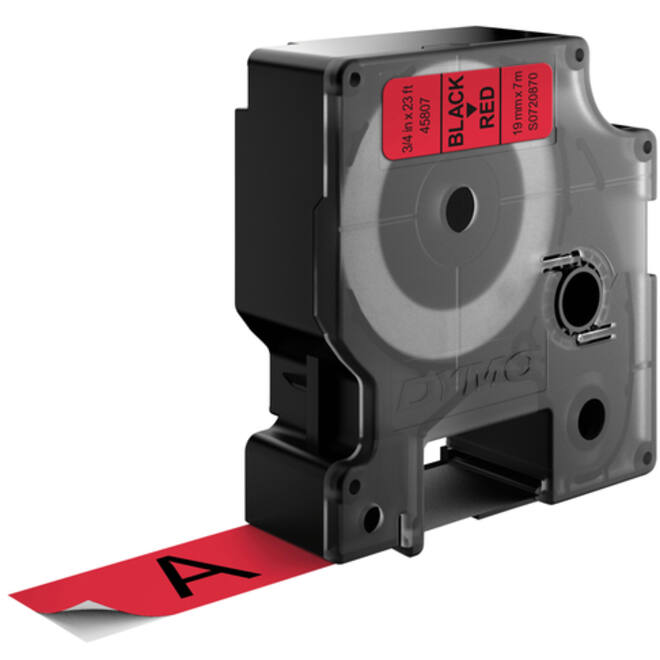 Labeltape Dymo LabelManager D1 polyester 19mm zwart op rood
