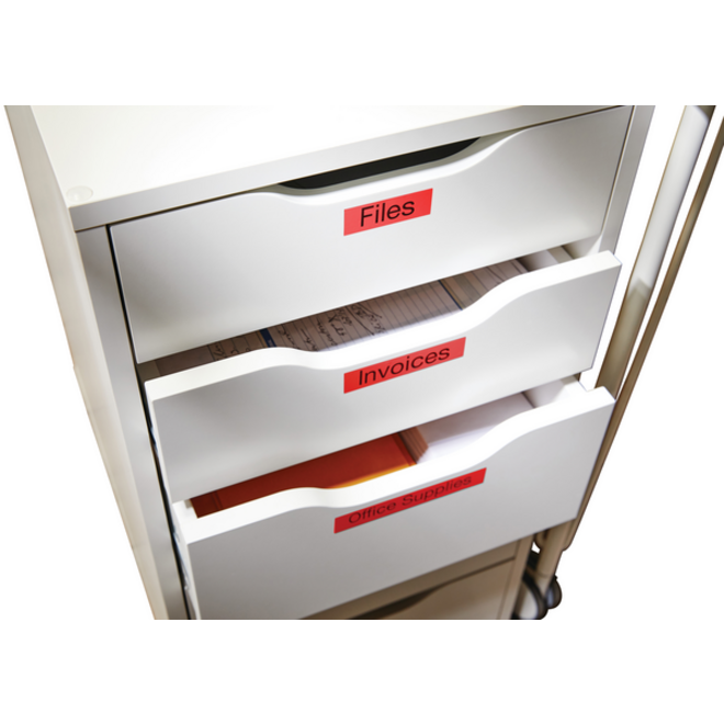 Labeltape Dymo LabelManager D1 polyester 19mm zwart op rood