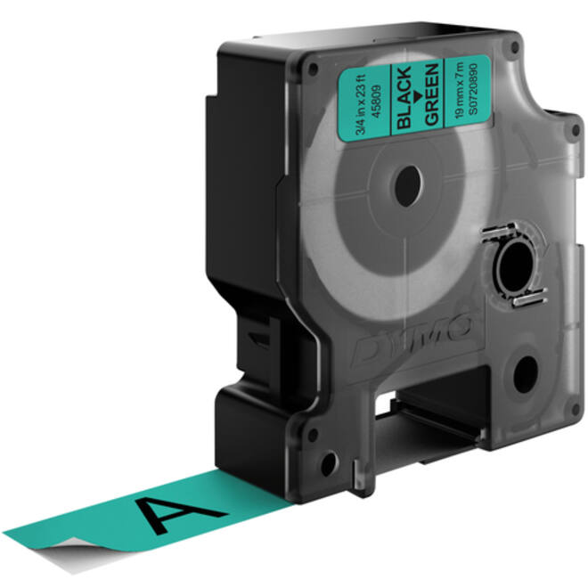 Labeltape Dymo LabelManager D1 polyester 19mm zwart op groen