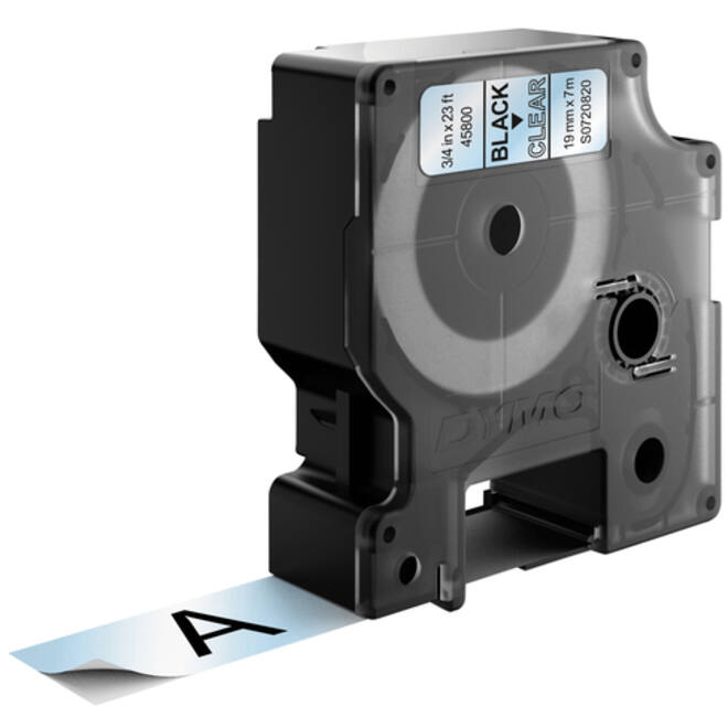 Labeltape Dymo LabelManager D1 polyester 19mm zwart op transparant
