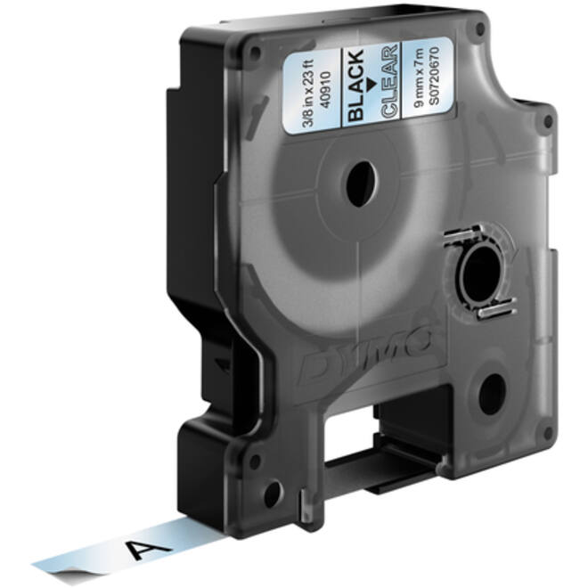Labeltape Dymo LabelManager D1 polyester 9mm zwart op transparant