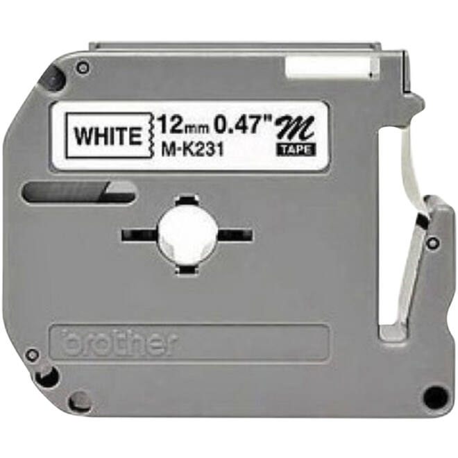 Labeltape Brother P-touch M-K231 12mm zwart op wit
