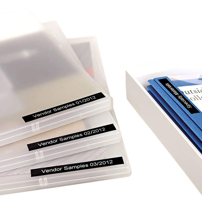 Labeltape Dymo LabelManager D1 polyester 19mm wit op zwart