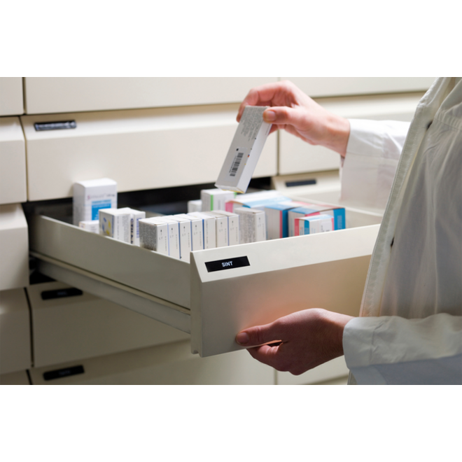 Labeltape Dymo LabelManager D1 polyester 19mm wit op zwart