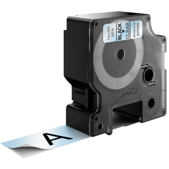 Labeltape Dymo LabelManager D1 polyester 24mm zwart op transparant