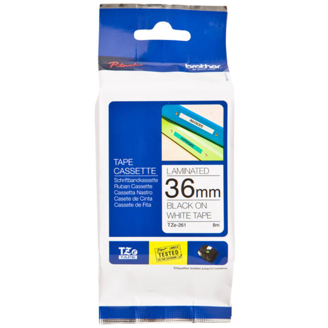 Labeltape Brother P-touch TZE-261 36mm zwart op wit