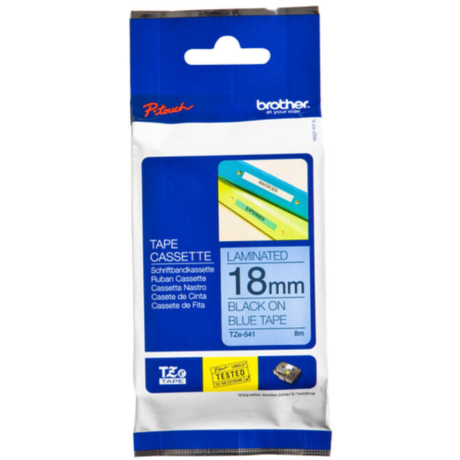 Labeltape Brother P-touch TZE-541 18mm zwart op blauw