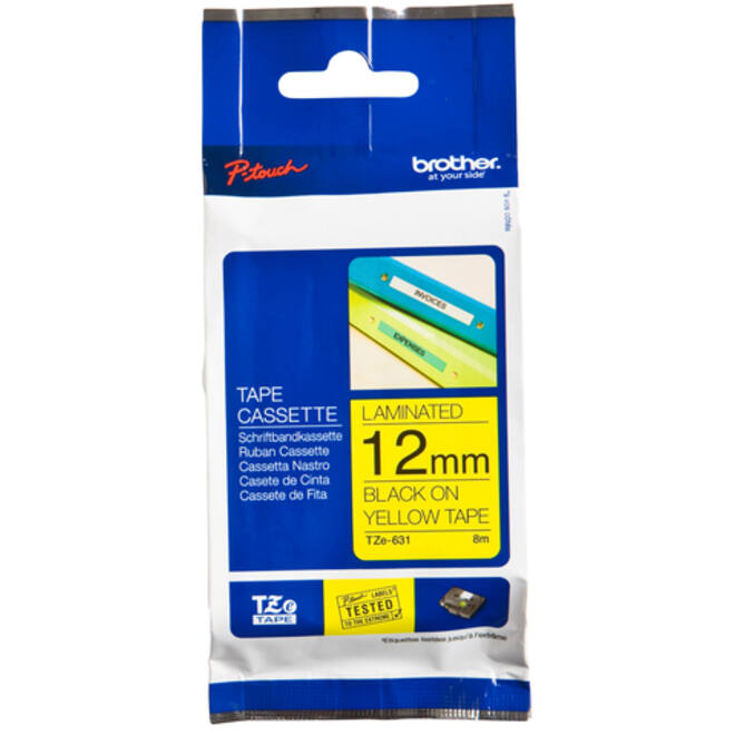 Labeltape Brother P-touch TZE-631 12mm zwart op geel