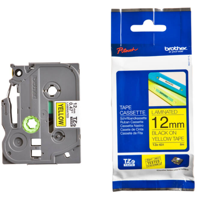 Labeltape Brother P-touch TZE-631 12mm zwart op geel