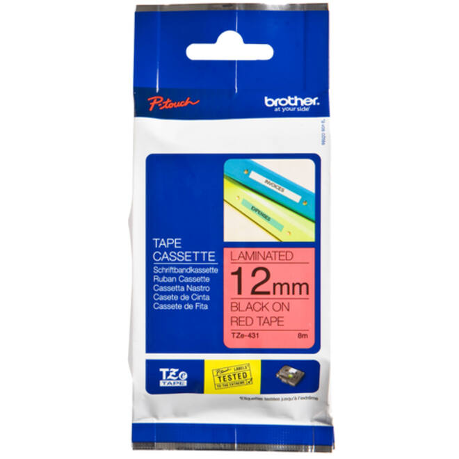 Labeltape Brother P-touch TZE-431 12mm zwart op rood