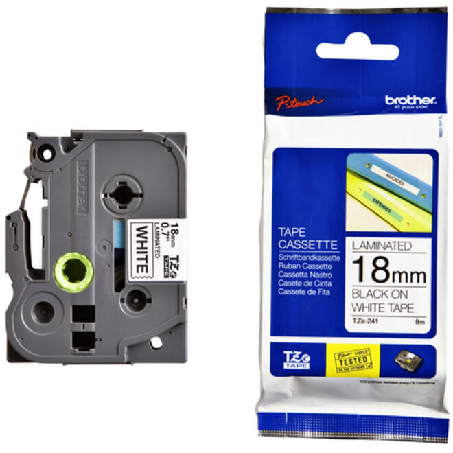 Labeltape Brother P-touch TZE-241 18mm zwart op wit