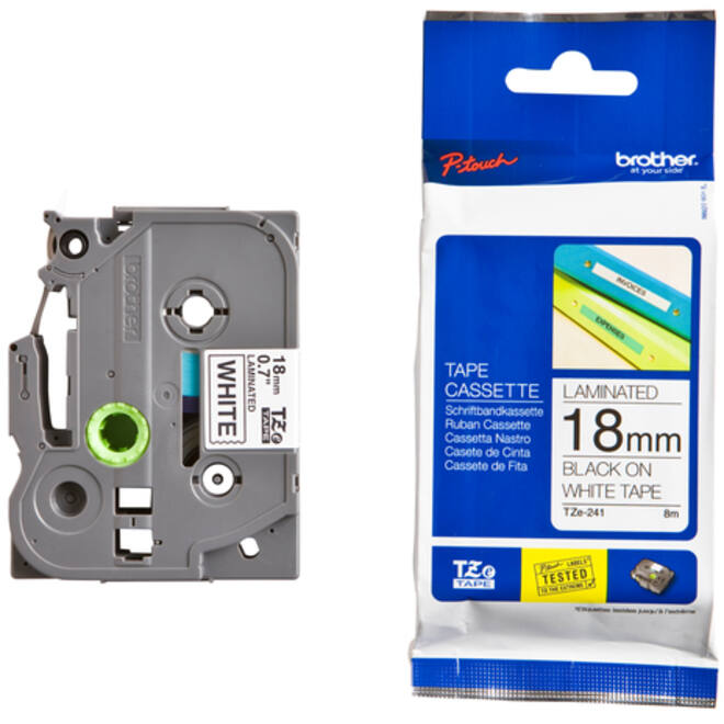 Labeltape Brother P-touch TZE-241 18mm zwart op wit