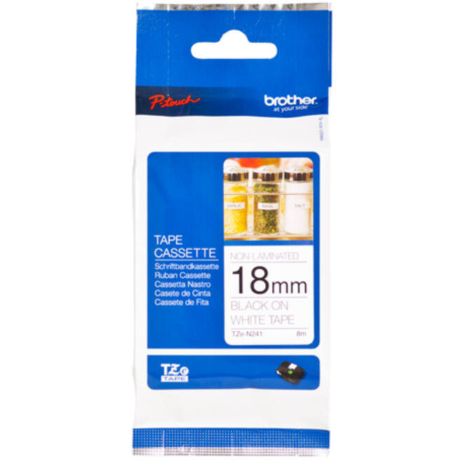 Labeltape Brother P-touch TZE-N241 18mm zwart op wit