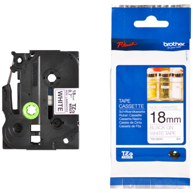 Labeltape Brother P-touch TZE-N241 18mm zwart op wit
