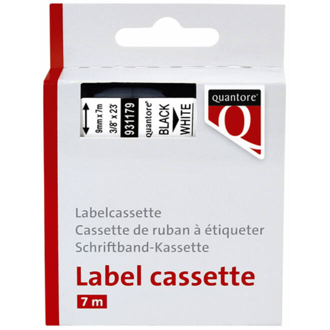Labeltape Quantore 40913 9mmx7m zwart op wit