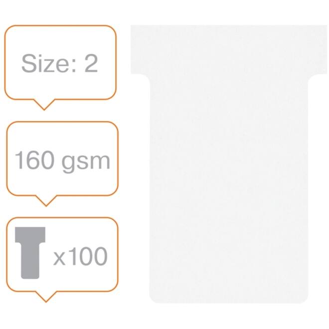 T-kaart Nobo nr.2 48mm wit 100 stuks