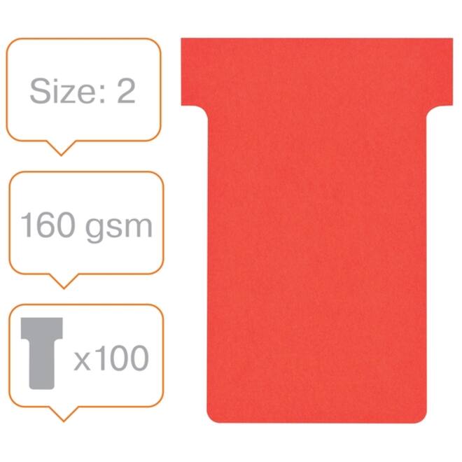 T-kaart Nobo nr.2 48mm rood 100 stuks